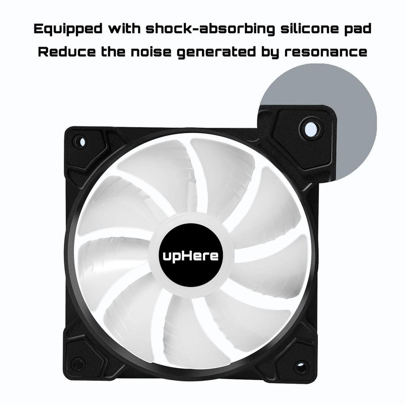upHere 120mm Case Fan,Support 5V ARGB Addressable Motherboard SYNC,Colorful Cooler Speed Adjustable with Fan Control Hub for PC Cases, CPU Coolers,Radiators System,6-Pack,SR12-06-6 - Image 2